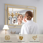Brushed Gold Bathroom Mirror, Hang Horizontally or Vertically - Image 5