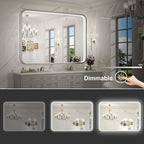 LED Bathroom Mirror with Lights, 43x36 Inch Brushed Silver Framed Lighted - Image 3