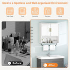 Bathroom Wall Cabinet with Towel Bar, 2 Doors & Adjustable Shelves - Image 6