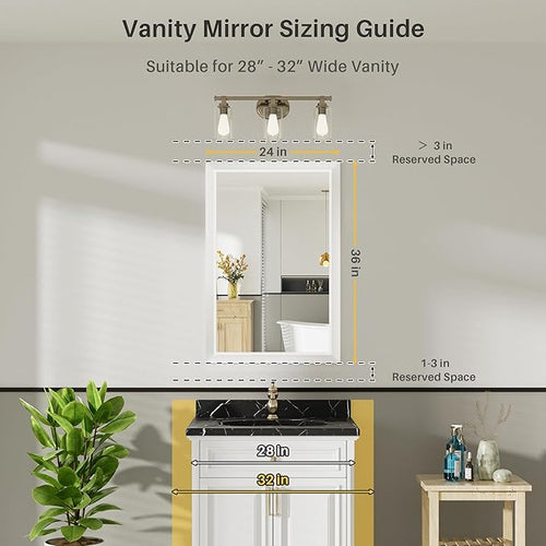 24x36 Inch White Bathroom Mirror - Image 2