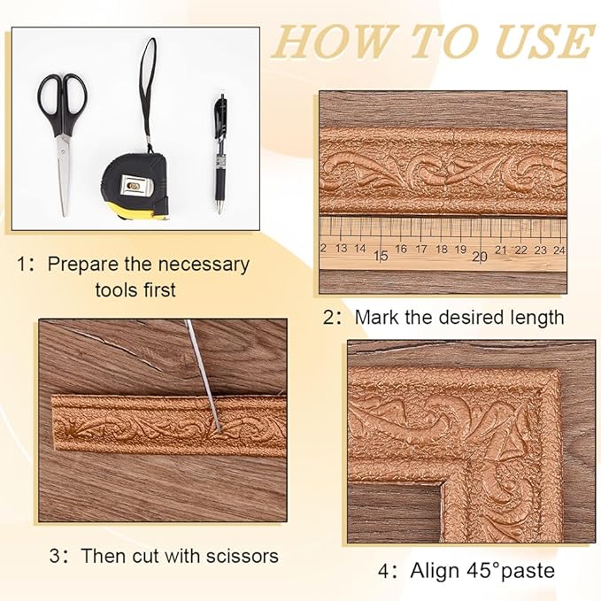 CRASPIRE 90x1.8in Peel Stick Foam Crown Molding Baseboard Trim Bronze Self - Image 5