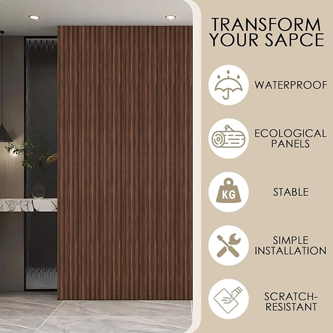 16-Pack 3D Slat Wall Panels, Easy-Install Soundproof Faux Wood Wall Panels - Image 4
