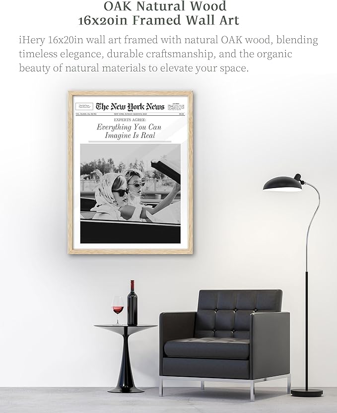 iHery Everything You Can Imagine Is Real Framed Trendy NewsPaper Wall Art - Image 3