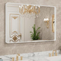LOAAO 48x30 Inch White Metal Framed Bathroom Mirror by LOAAO