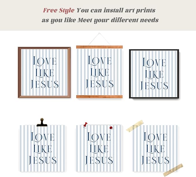 LARTSFRO Coquette Navy Blue Bow Jesus Wall Art Decor Posters, Inspirational - Image 4
