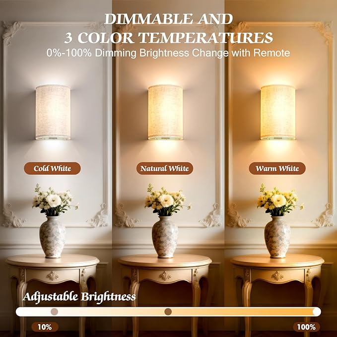 OCATO Battery Operated Wall Sconce: Wireless Wall Sconces Set of Two Magnetic - Image 2