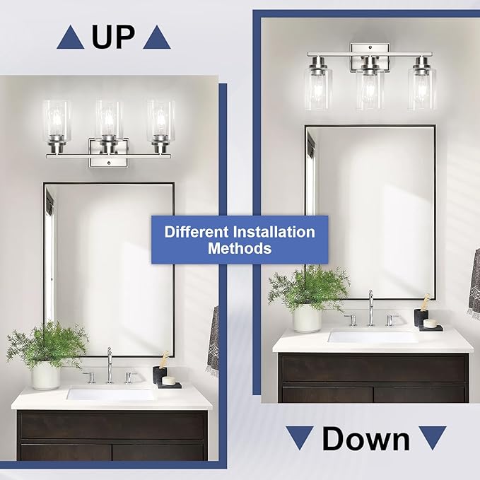 Unicozin 3 Light Bathroom Light Fixtures, Modern Vanity Lights Over Mirror - Image 6