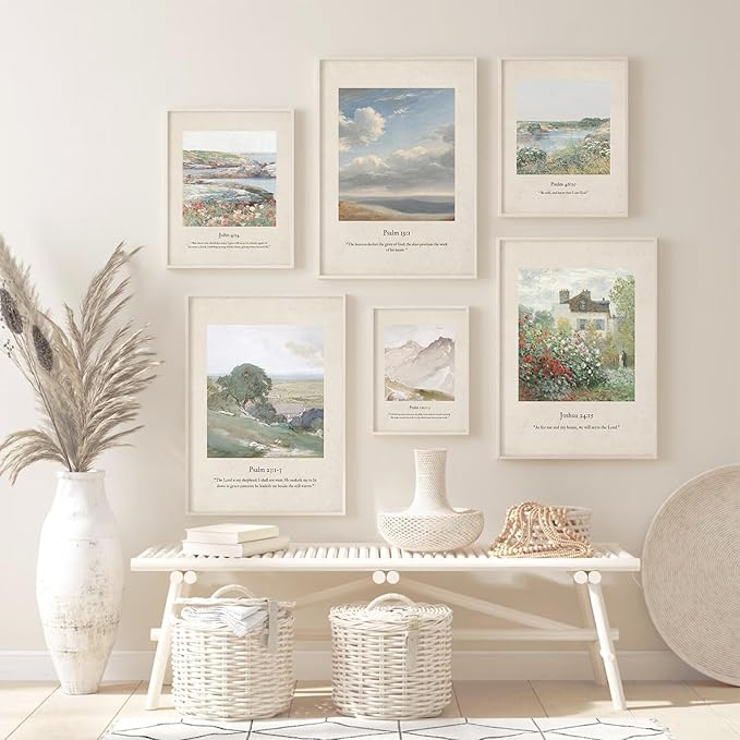 Christian Scripture Wall Art Set of 6 Bible Verse Canvas Wall Decor Psalm 23 by Unknown