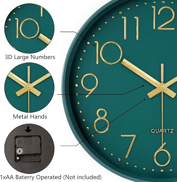 Silent Wall Clocks Battery Operated 8 Inch, Analog Wall Clock - Image 6