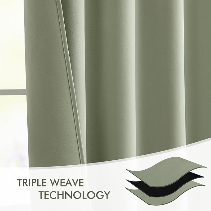 MIULEE Back Tab Sage Green Curtains 84 Inch Length 2 Panels Set - Image 7