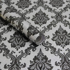 17.7" x 394" Black Peel and Stick Wallpaper Black Vintage Wall Paper by Micpolo