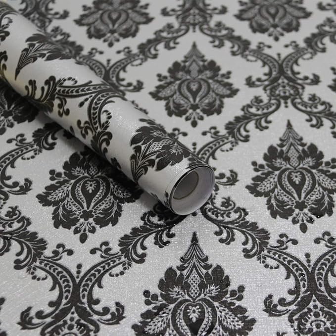 17.7" x 78" Peel and Stick Wallpaper Black Wallpaper by Micpolo