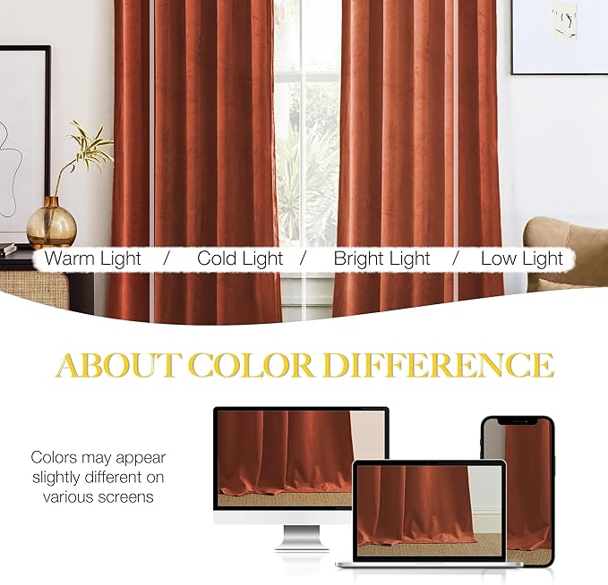 NICETOWN Rust Red Blackout Velvet Curtains - Image 4