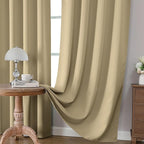 CUCRAF Beige Blackout Curtains 63 inch Length 2 Panels Set, Rod Pocket Room - Image 5