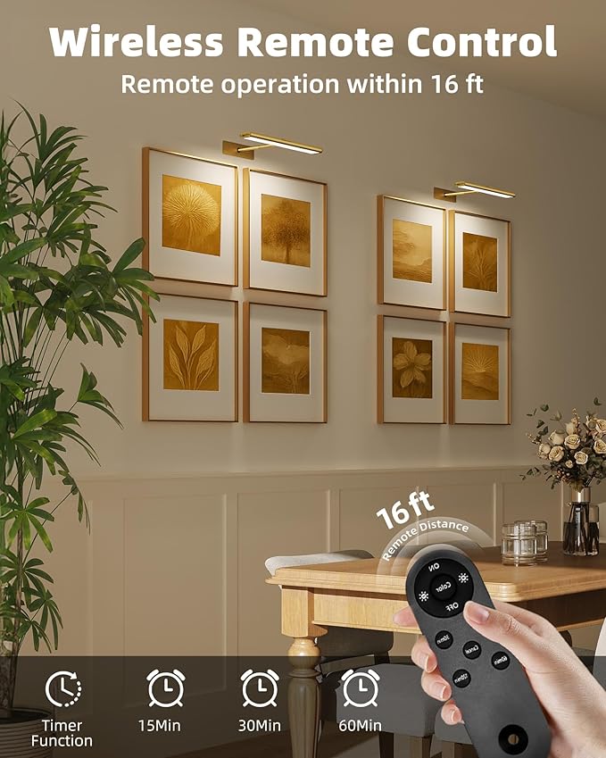 EZVALO Picture Light for Wall, 4800mAh Rechargeable Wireless Remote, 13in - Image 4
