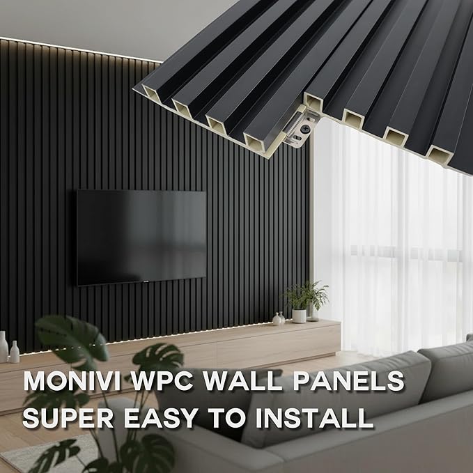 Extra Long Black Wall Panels for Interior Wall Décor 114x6.2x0.4in 8pack Modern - Image 4