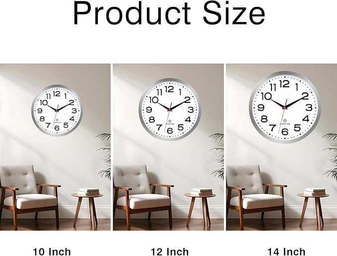 Roymnie Atomic Wall Clock 10 Inch, Modern Clock Battery Operated Classic Analog - Image 6