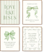 LARTSFRO Coquette Sage Green Bow Jesus Wall Art Decor Posters, Inspirational by Unknown