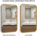 2-Pack 22x30 Inch Matte Gold Bathroom Vanity Mirrors | Flush Mount Deep Set - Image 3