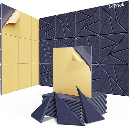 18 pack Acoustic Panels With Self-Adhesive, Sound Panels High Density, by ROOME