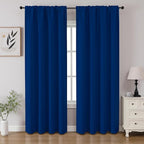CUCRAF Royal Blue Blackout Curtains 96 inch Length 2 Panels Set, Rod Pocket by CUCRAF