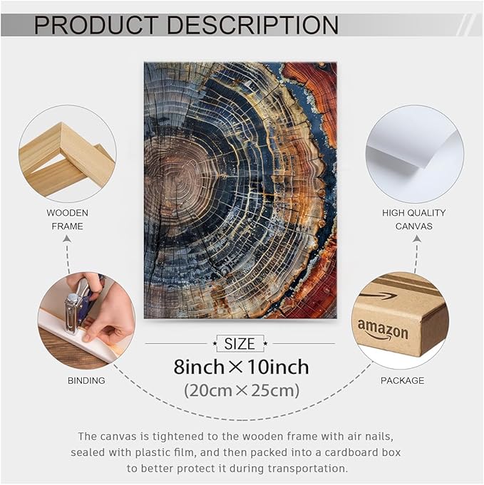 Vintage Trendy Abstract Tree Ring Wall Art Modern Colorful Nature Poster 08x10 - Image 2