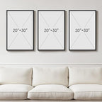 Large Framed Black and White Gray Abstract Wall Art, 3 Piece Modern Canvas - Image 3