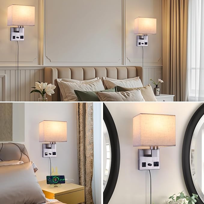 Bedside Wall Lamp for Bedroom, Plug in Wall Sconce - Image 3