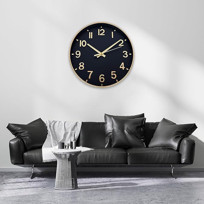 HZDHCLH Wall Clocks Battery Operated, Wall Clock Black Gold, 8 inch Wall Clock - Image 8