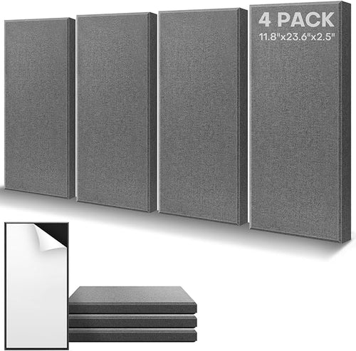 4Pack Fiberglass Acoustic Panels, Self Adhesive Sound Proof Foam Panels by Knightsacoustic