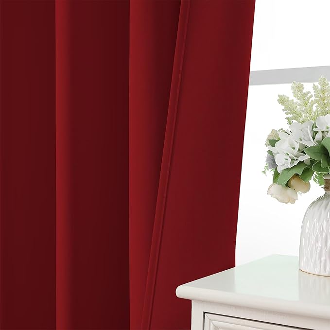 CUCRAF Red Blackout Curtains 72 inch Length 2 Panels Set, Rod Pocket Room - Image 6