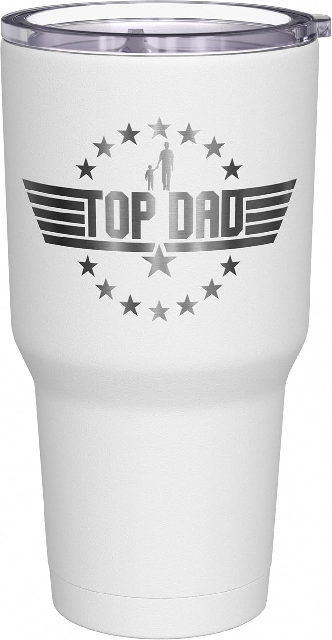 We The People Holsters - Top Dad - Coffee Tumbler - American Flag Coffee Travel Mug - Engraved Tumbler - Double Insulated Tumbler - 30 oz