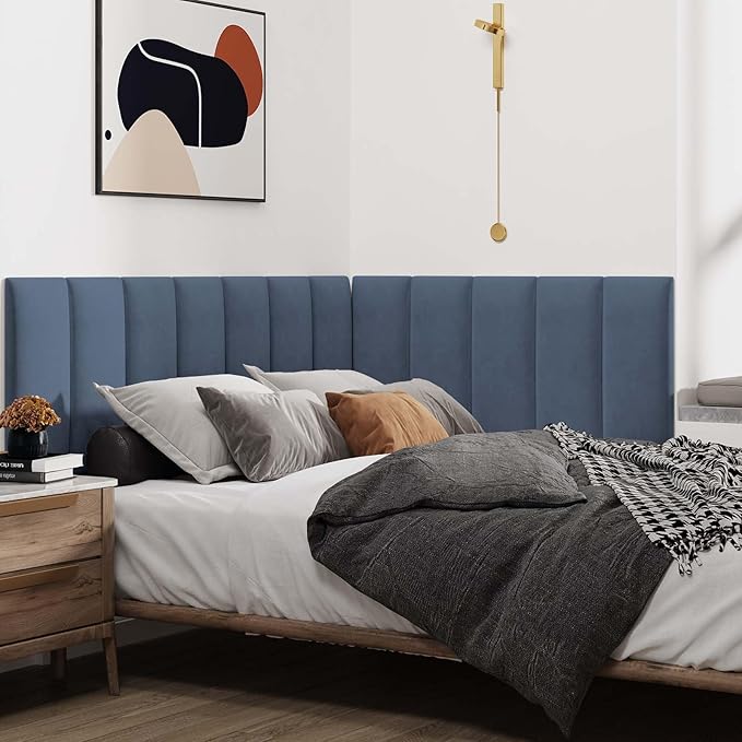 IFNOW Wall Mounted Upholstered Headboard Queen, 3D Peel and Stick Soundproof - Image 4