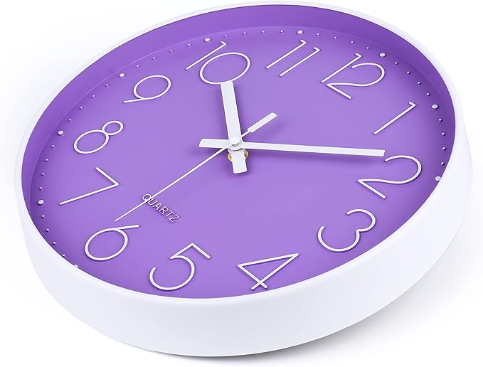 jomparis Purple Wall Clock 12 Inches Silent Quartz Wall Clock Lavender Decor - Image 6