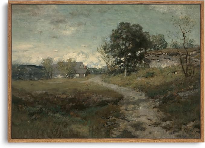 OIQArtOIQ Framed Vintage Landscape Wall Art French Country Cottage Natural by OIQArtOIQ