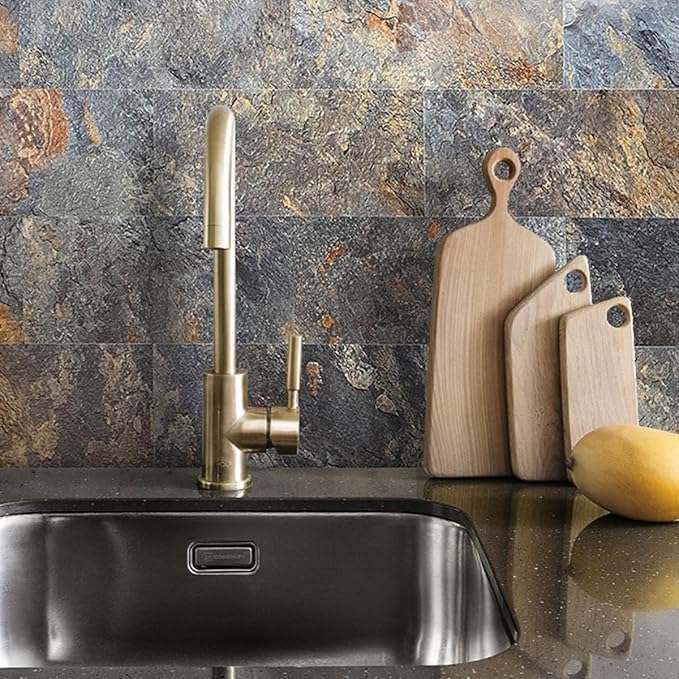 AULIGET 2-Piece Rust Slate Peel and Stick Backsplash Wall Tiles, Laundry Room - Image 4