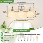 Bathroom Light Fixtures, 3-Light Brushed Nickel Bathroom Vanity Light Over - Image 9