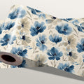 Blue Floral Wall Border 196x4 Inch Peel and Stick Vintage Flower Wallpaper by IOHEFY