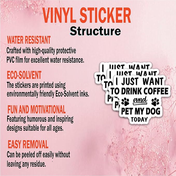 (3Pcs) I Just Want to Drink Coffee Stickers Funny Quotes Stickers Decal Waterproof Vinyl Stickers Adult for Laptop Kindle Car Tumbler Water Bottle Mug Phone Notebook Helmet Size 3”x2.5”