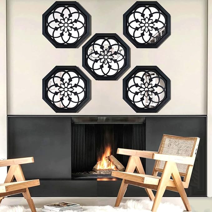 ZOLAPI 2-Piece Octagon Wall-Mounted Mirrors, Vintage Farmhouse Mirror - Image 5