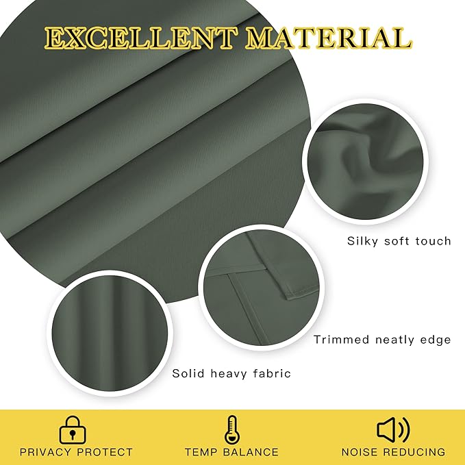 NICETOWN Blackout Drapery Curtain Panel 90 inches Long - Image 2