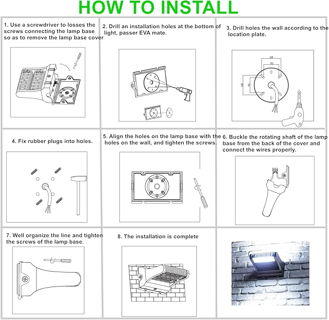 Dusk to Dawn100W Rotatable LED Wall Pack Light, 5000K 14000LM 400-600W HPS/HID - Image 9