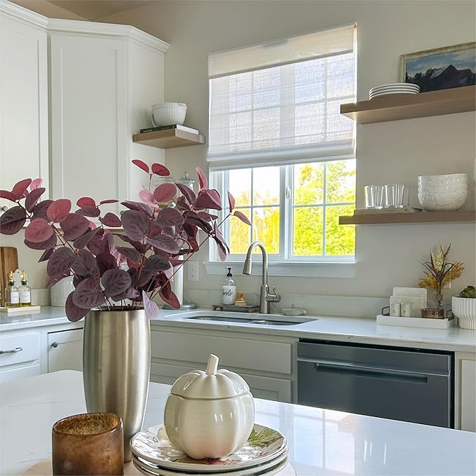 TWOPAGES Natural Woven No Drill Roman Shades, Custom Cordless Light Filtering - Image 2