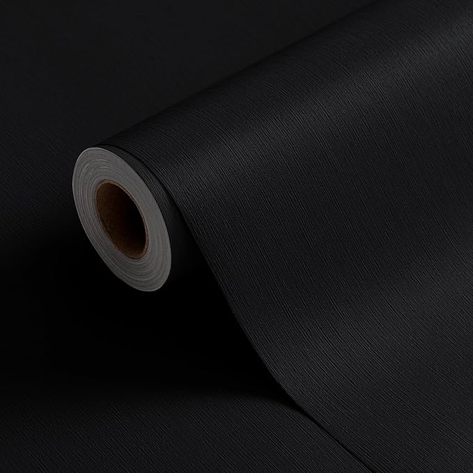 FUKU MON 23.6" X 393" Black Wallpaper Peel and Stick Contact Paper Solid by MeetyourallDIYneeds