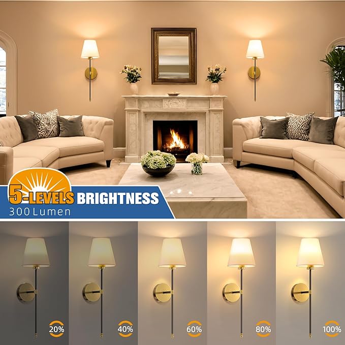 NIORSUN Battery Operated Wall Sconce Set of 2, 10 Colors Wireless Wall Lamps - Image 4