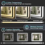 40x38 Black Framed LED Bathroom Mirror - Image 5