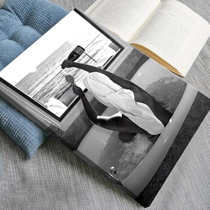Trendy Black and White Posters Funny Woman Drinking Wine in Bathtub Wall Art - Image 2