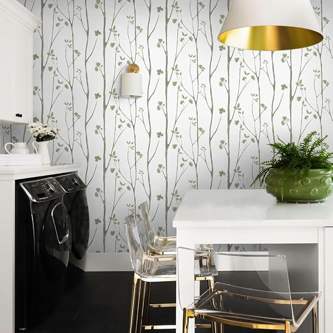 Timeet Peel and Stick Wallpaper Green Leaf Wall Paper Boho Floral Contact Paper - Image 7
