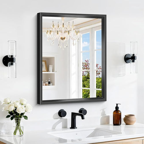 18x24 Inch Black Bathroom Mirror, Brushed Black Rectangle Mirror by WelcometoCIVENO