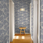 Tempaper Textured Blue Canopy Toile Faux Grasscloth Removable Peel and Stick - Image 8